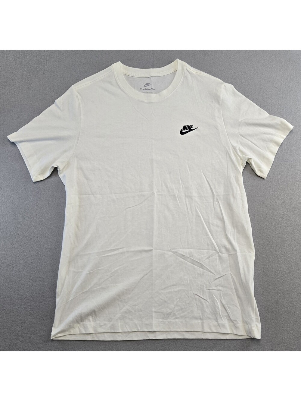 Nike The Nike Tee Mens L White Embroidered Swoosh Cotton Crew T-Shirt NWOT